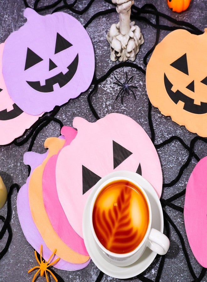 JarThenaAMCS مناديل ورقية على شكل يقطينة للهالوين من جارثينا إيه إم سي إس، 80 قطعة، 4 ألوان: وردي وبرتقالي، بتصميم يقطينة متقاطعة، للاستخدام مرة واحدة، مناسبة للغداء والعشاء والكوكتيلات، مثالية لتزيين حفلات أعياد الميلاد وحفلات استقبال المولود، مقاس 6 بوصات. - Image 4